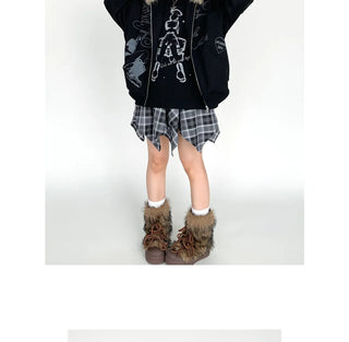 printed fur sweater