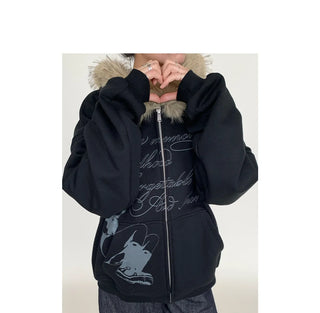 printed fur sweater