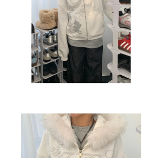 printed fur sweater