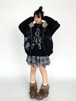 printed fur sweater