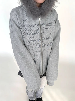 printed fur sweater