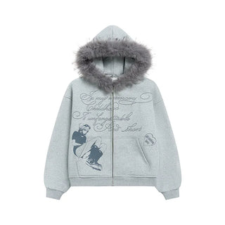 printed fur sweater