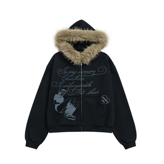 printed fur sweater