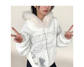 printed fur sweater