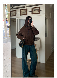 stitching leather coat