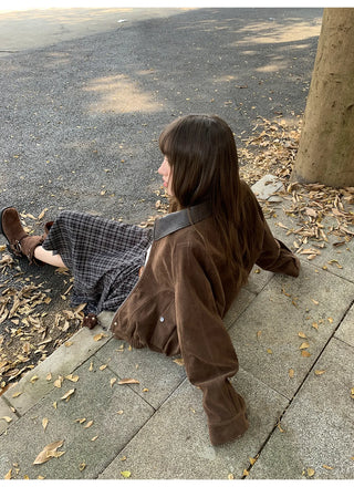 stitching leather coat