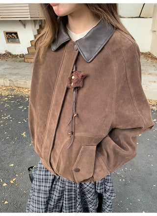 stitching leather coat