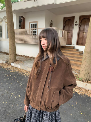 stitching leather coat