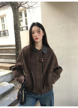 stitching leather coat