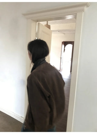 stitching leather coat