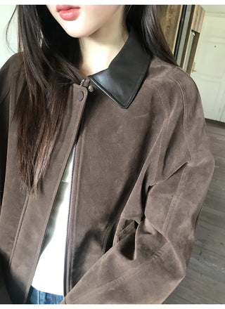 stitching leather coat