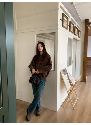 stitching leather coat