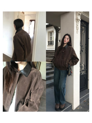 stitching leather coat