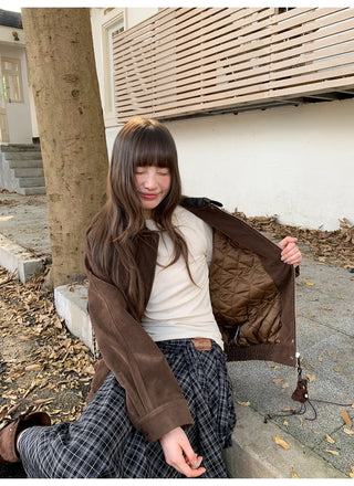 stitching leather coat