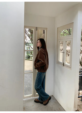 stitching leather coat