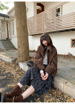 stitching leather coat