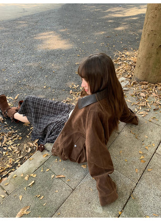 stitching leather coat