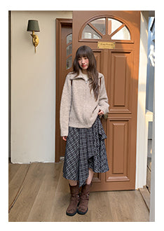 irregular plaid skirt