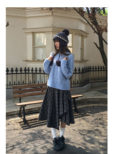 irregular plaid skirt