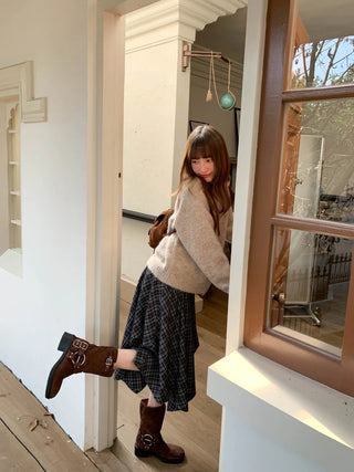 irregular plaid skirt