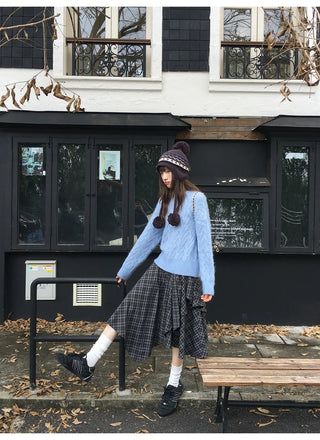 irregular plaid skirt