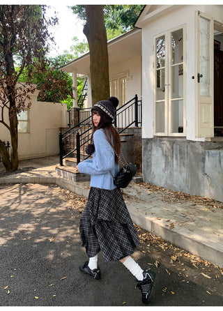 irregular plaid skirt