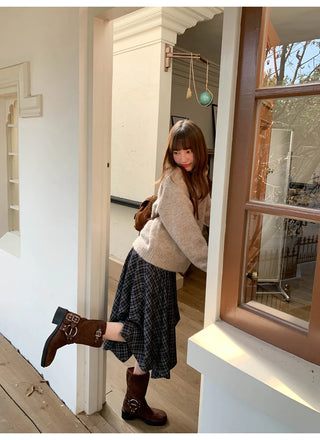 irregular plaid skirt