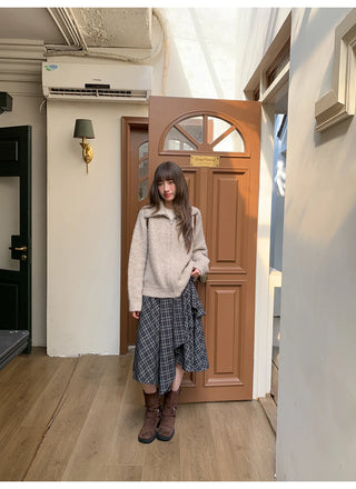 irregular plaid skirt