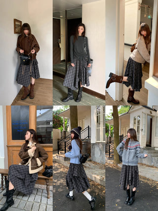 irregular plaid skirt