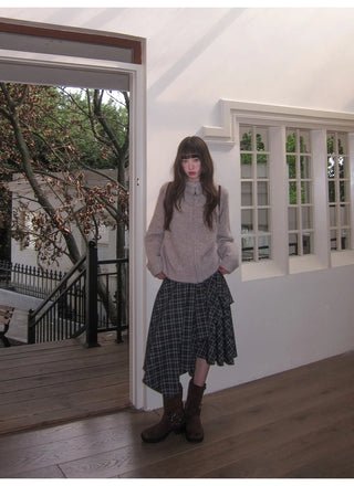 irregular plaid skirt