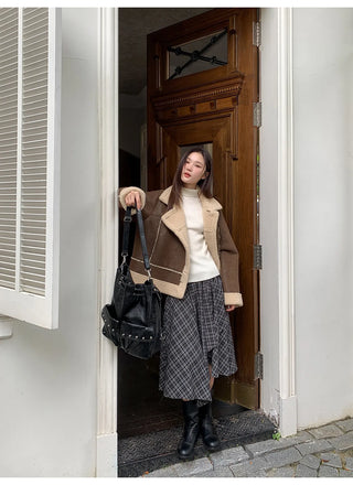 irregular plaid skirt