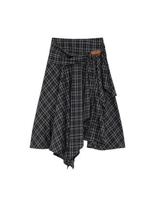 irregular plaid skirt