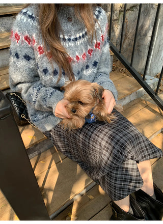 irregular plaid skirt