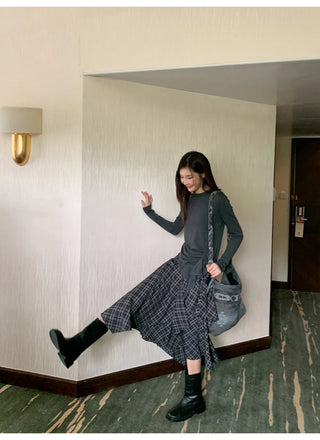 irregular plaid skirt