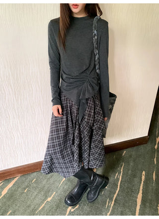 irregular plaid skirt