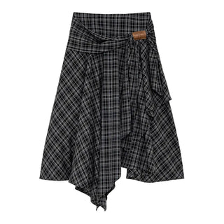 irregular plaid skirt