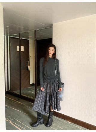 irregular plaid skirt