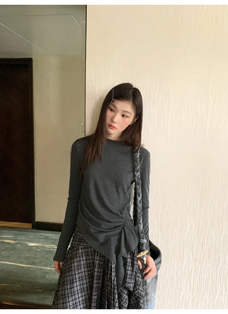 irregular plaid skirt