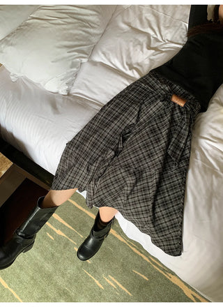 irregular plaid skirt