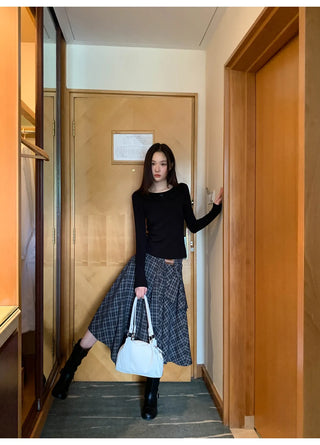 irregular plaid skirt