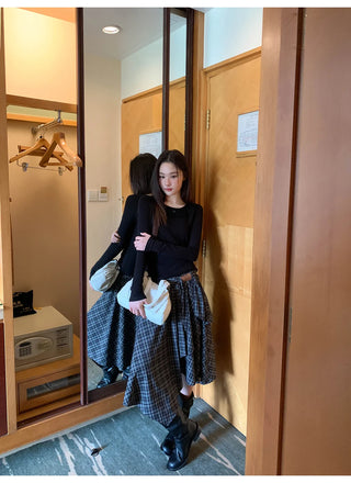irregular plaid skirt
