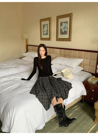 irregular plaid skirt