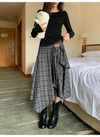 irregular plaid skirt