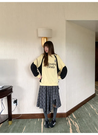 irregular plaid skirt