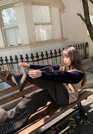 lace-up striped pants