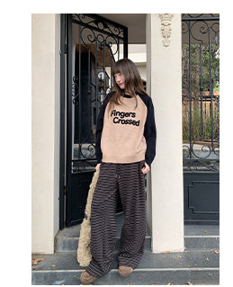 lace-up striped pants