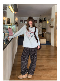 lace-up striped pants