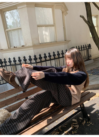 lace-up striped pants