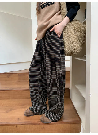 lace-up striped pants