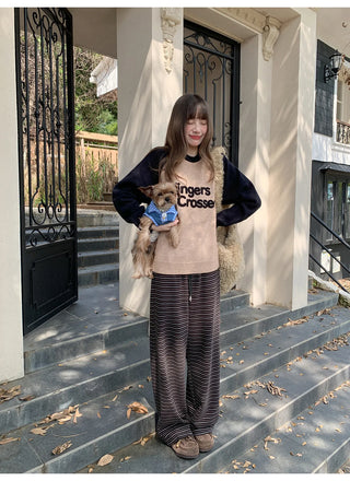 lace-up striped pants